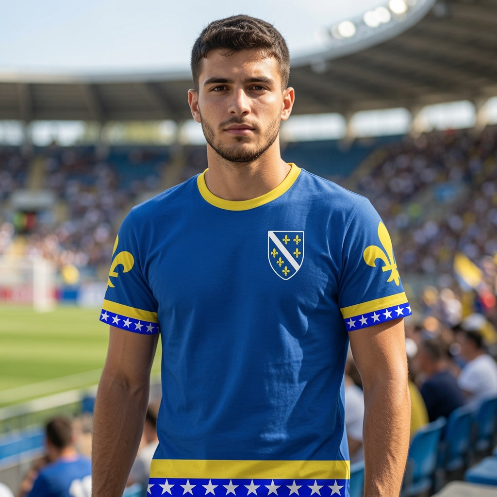 Bosnia Football Jersey – Bosna i Hercegovina Golden Lily National Zmajevi Jersey | All-Over Print