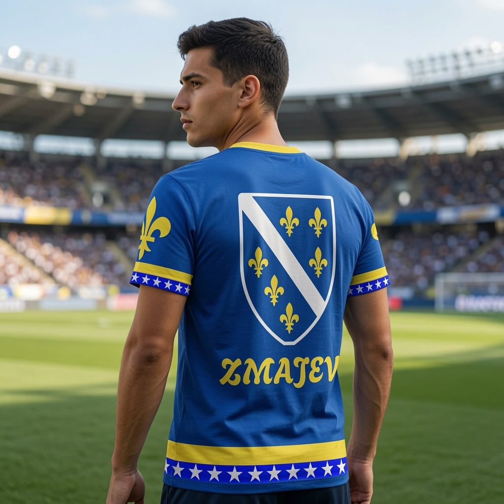 Bosnia Football Jersey – Bosna i Hercegovina Golden Lily National Zmajevi Jersey | All-Over Print