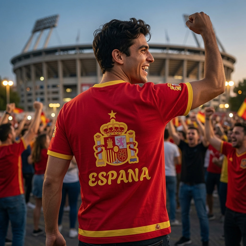 Spain Fan Jersey 2026 – Red & Gold España Shirt | All-Over-Print Unisex