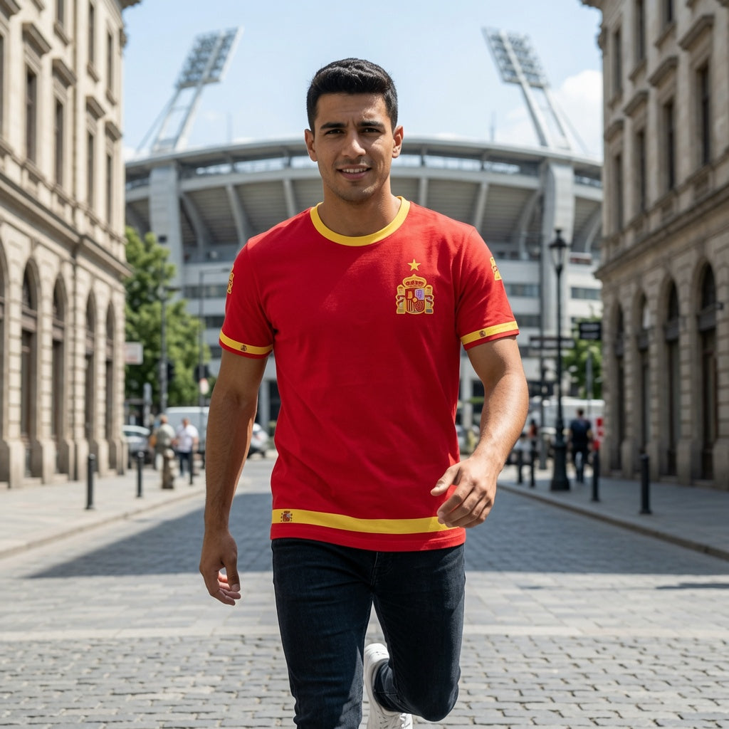 Spain Fan Jersey 2026 – Red & Gold España Shirt | All-Over-Print Unisex